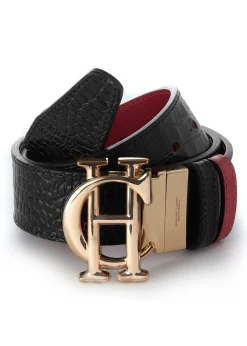 Holland Cooper HC Classic Belt Reversible Heritage Red Black Croc Best