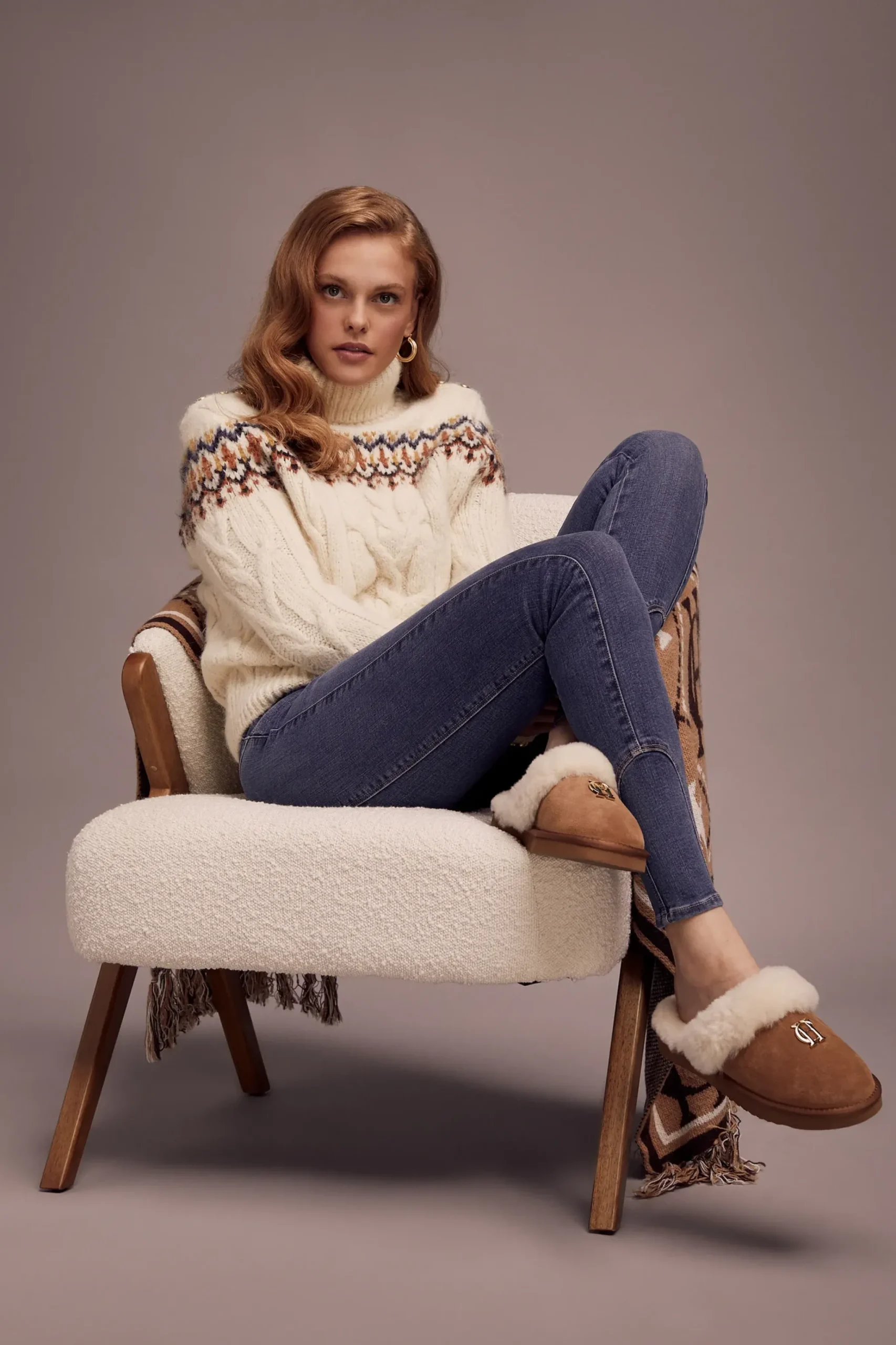 Holland Cooper HC Shearling Slipper Tan Best