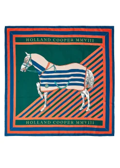 Holland Cooper HC Silk Scarf Horse Flag New