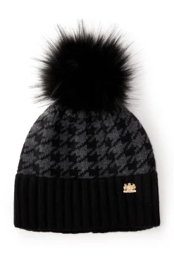 Holland Cooper Heritage Bobble Hat Grey Houndstoooth New