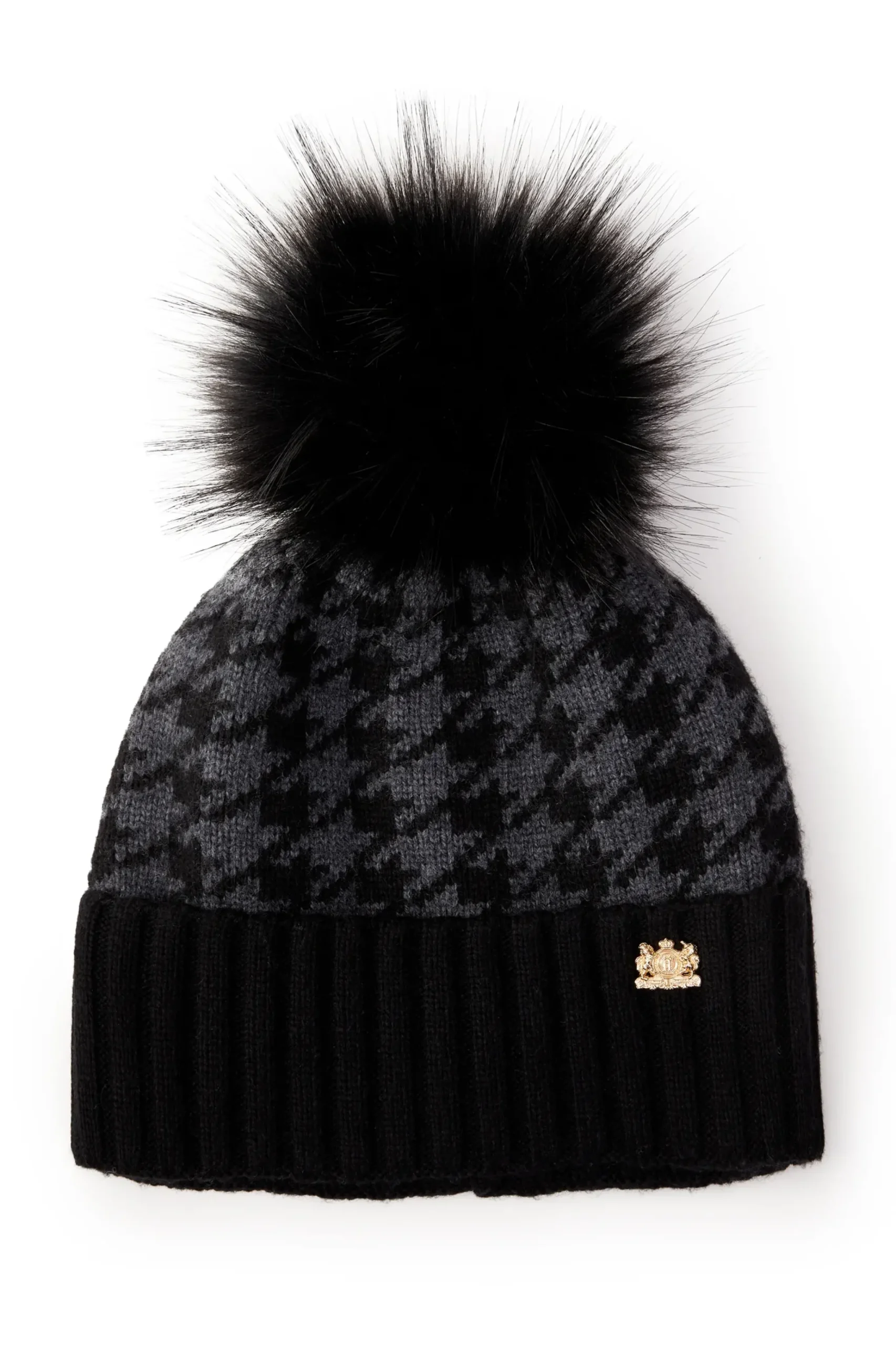 Holland Cooper Heritage Bobble Hat Grey Houndstoooth New