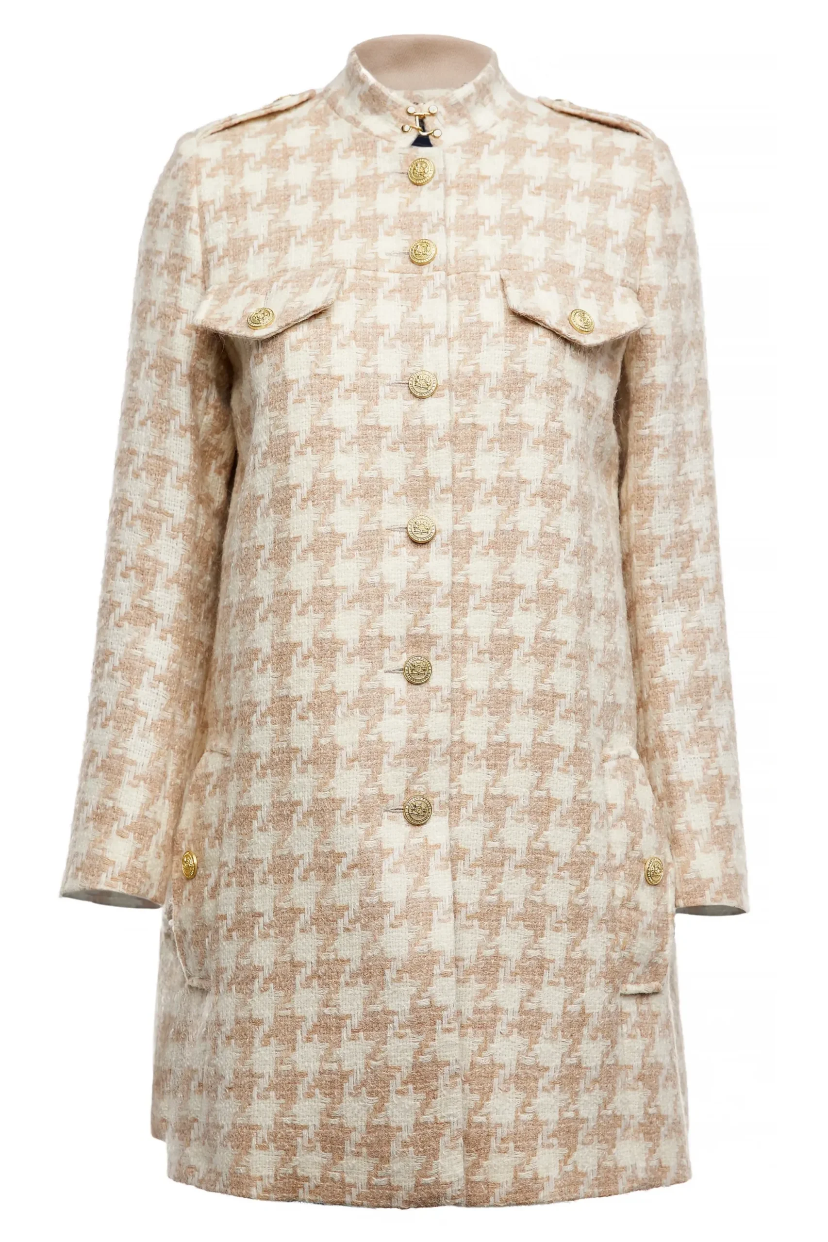 Holland Cooper Highbury Cape Coat Camel Houndstooth Clearance