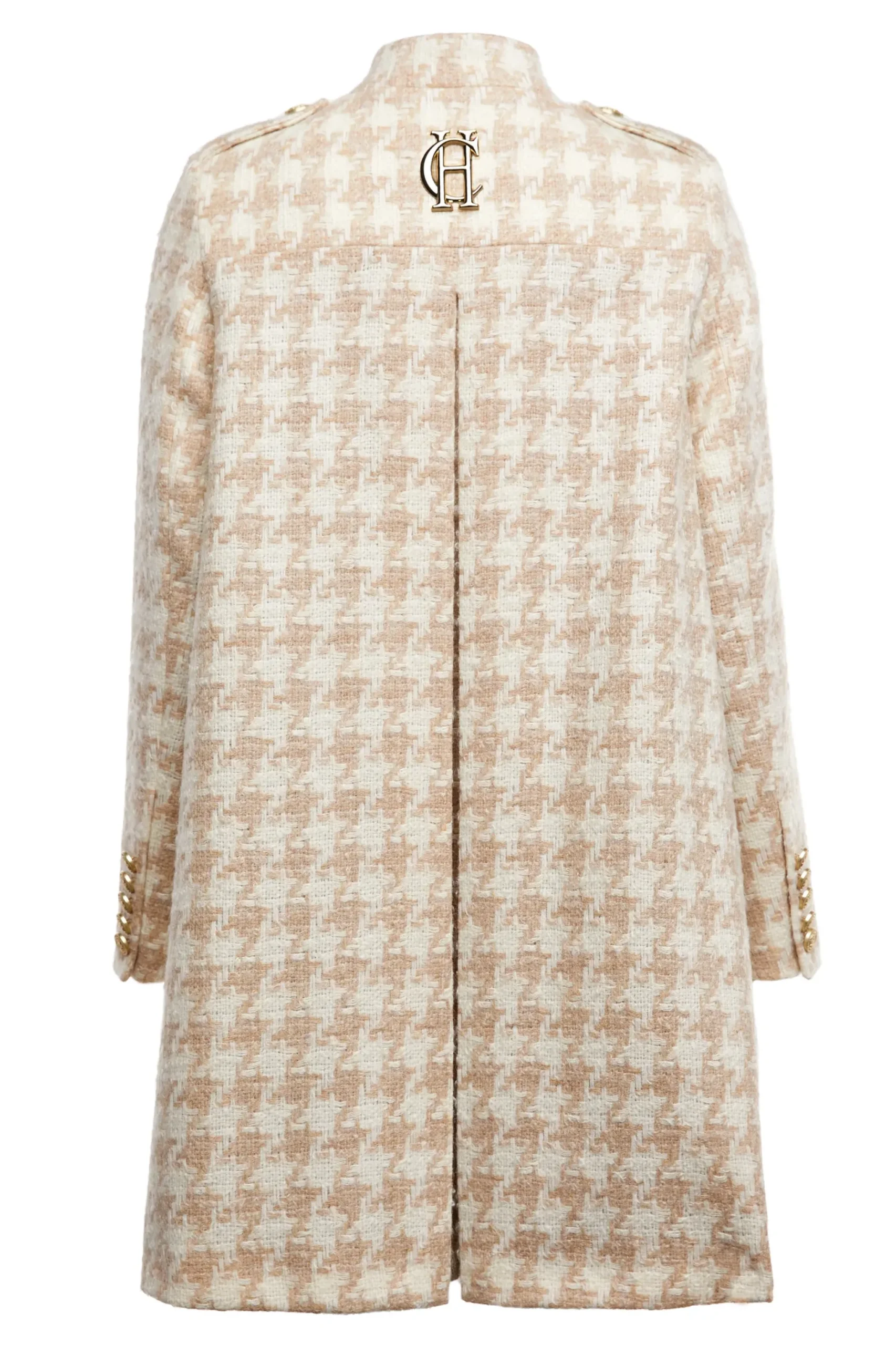 Holland Cooper Highbury Cape Coat Camel Houndstooth Clearance