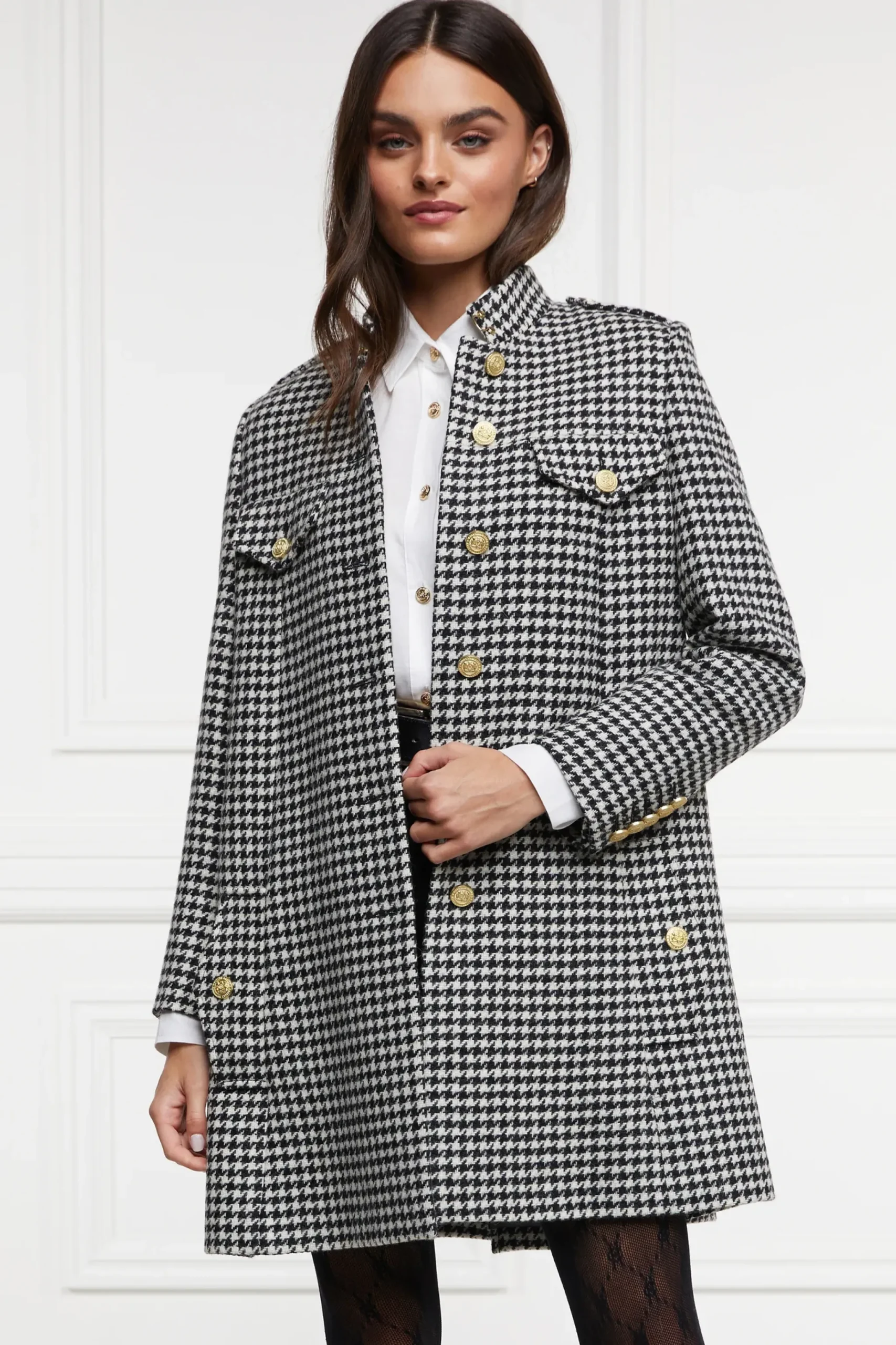 Holland Cooper Highbury Cape Coat Houndstooth Online