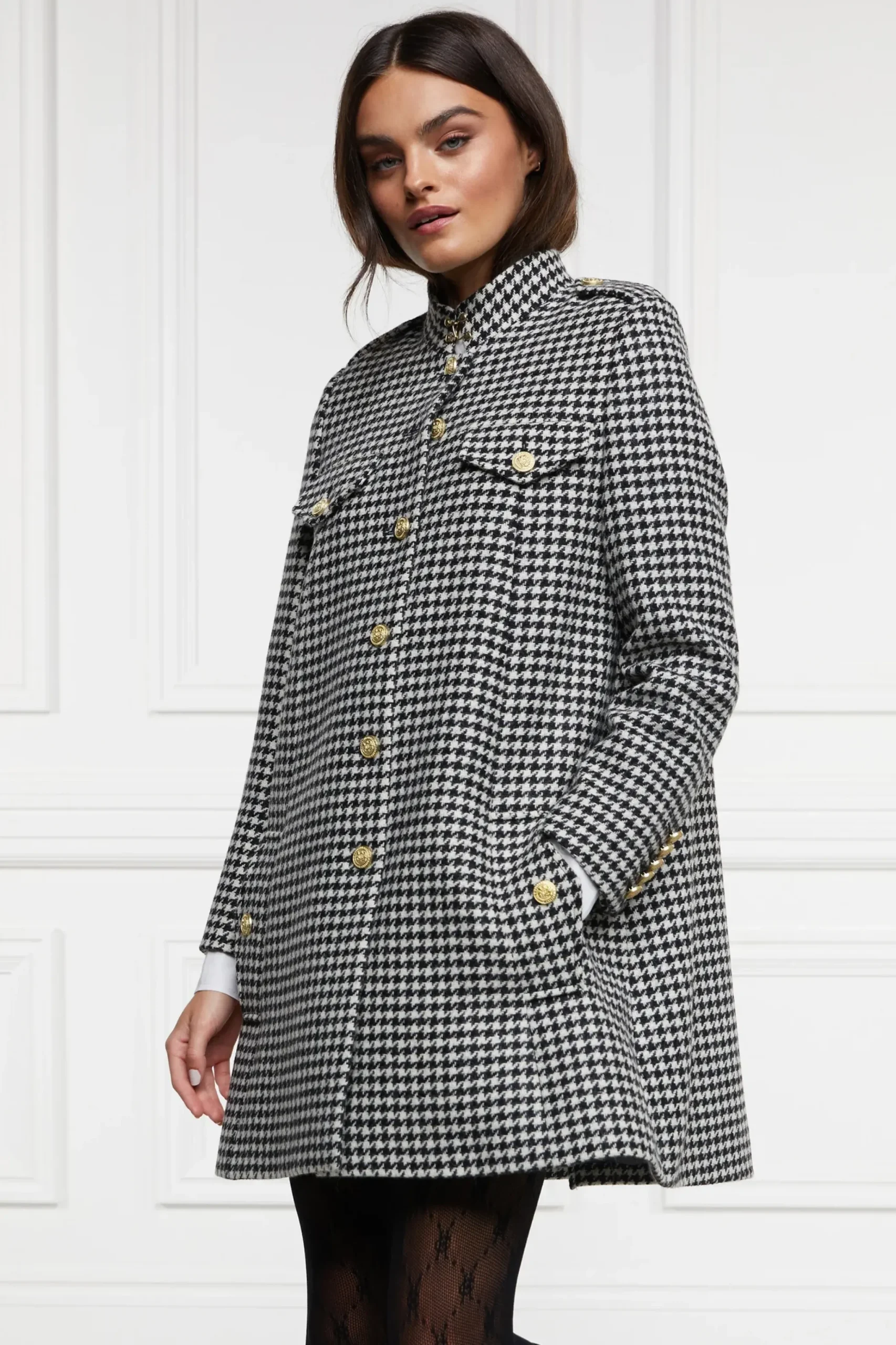 Holland Cooper Highbury Cape Coat Houndstooth Online