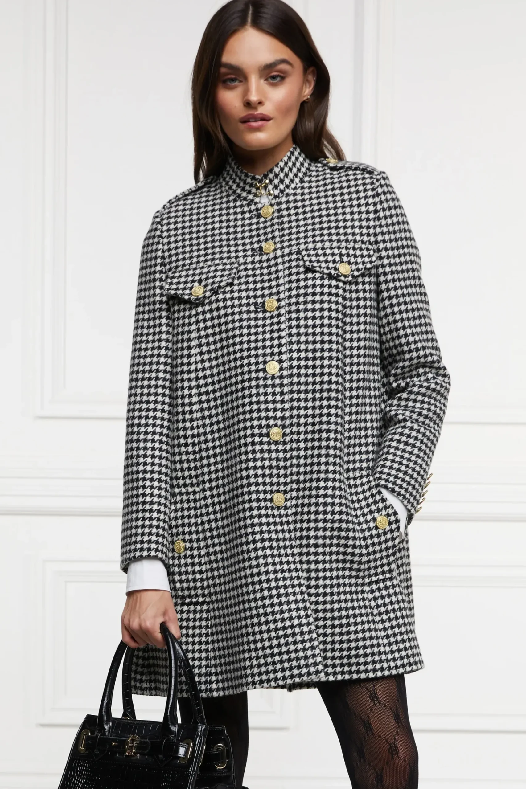 Holland Cooper Highbury Cape Coat Houndstooth Online