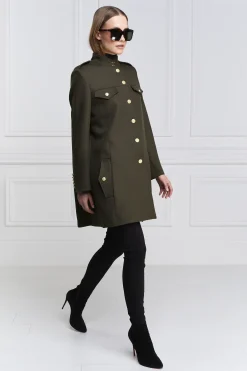 Holland Cooper Highbury Cape Coat Khaki Barathea Discount