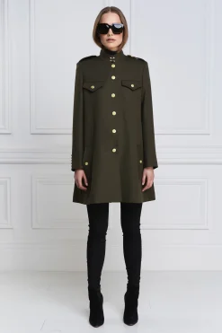 Holland Cooper Highbury Cape Coat Khaki Barathea Discount