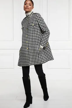 Holland Cooper Highbury Cape Coat Large Scale Houndstooth Outlet