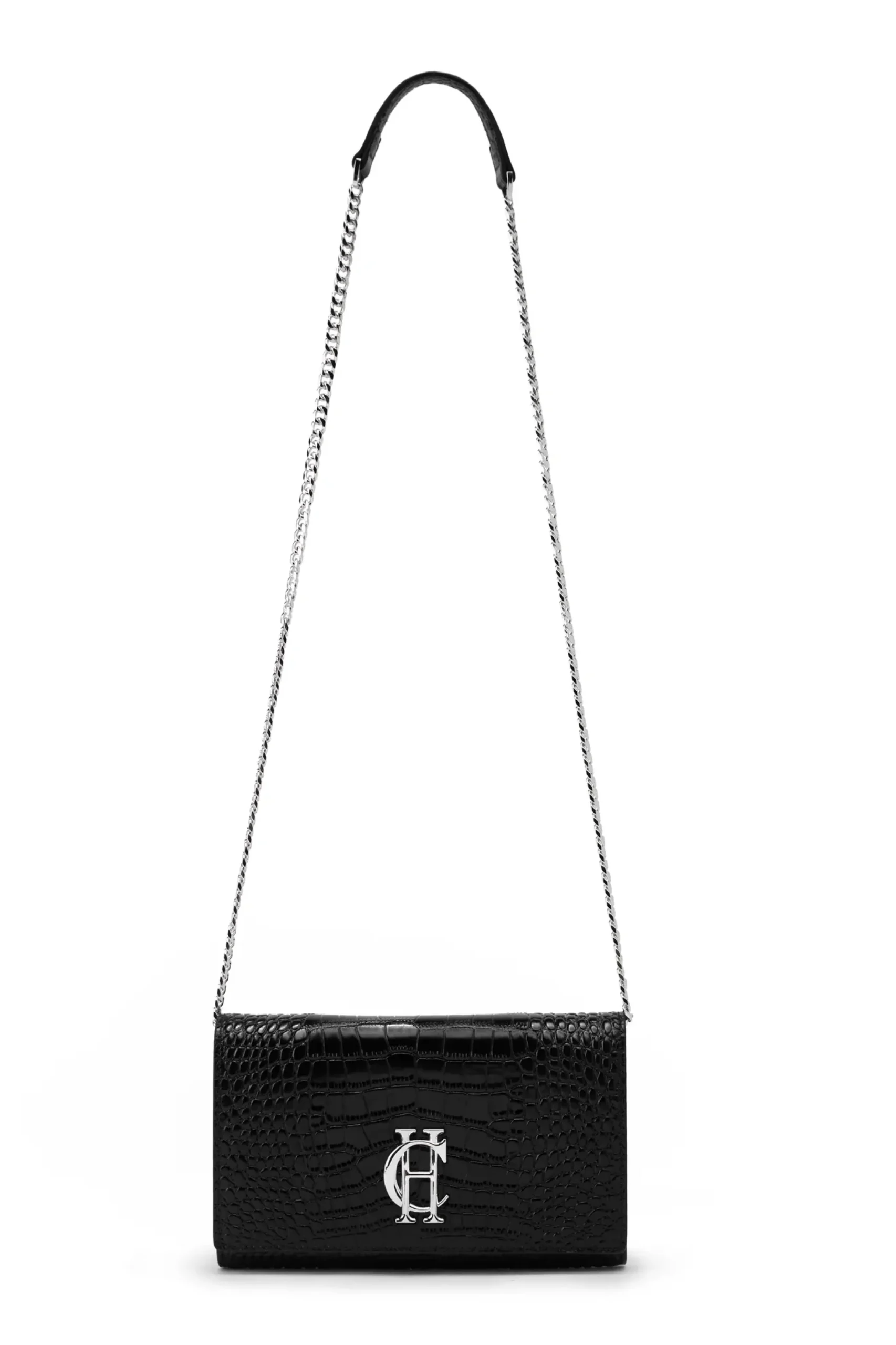 Holland Cooper Highbury Clutch Bag Black Silver Clearance