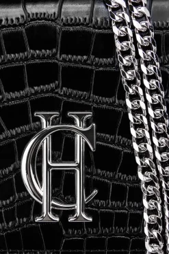 Holland Cooper Highbury Clutch Bag Black Silver Clearance