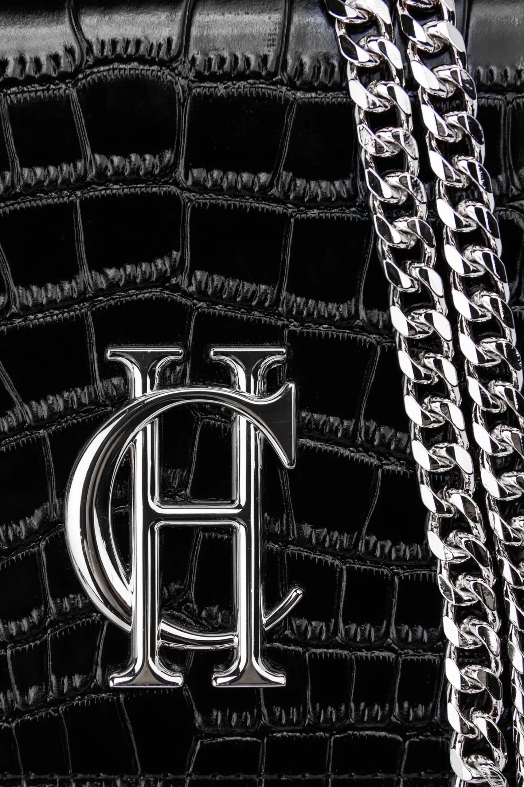 Holland Cooper Highbury Clutch Bag Black Silver Clearance