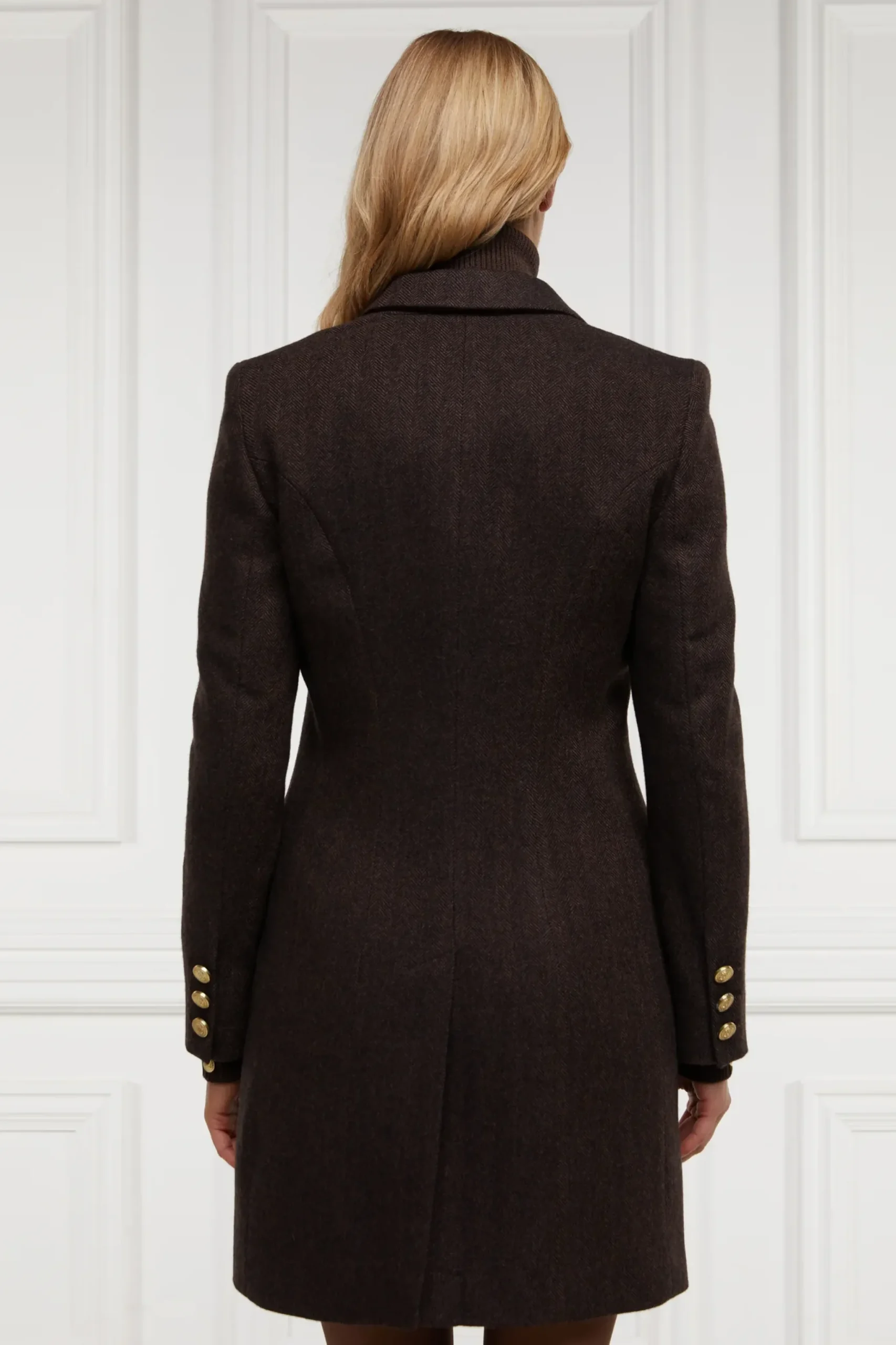Holland Cooper Highgrove Coat Chocolate Herringbone Online