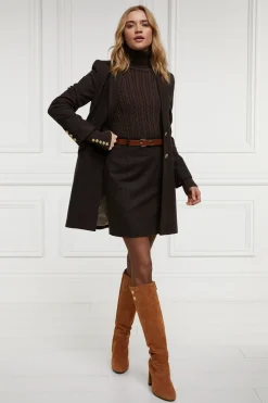 Holland Cooper Highgrove Coat Chocolate Herringbone Online