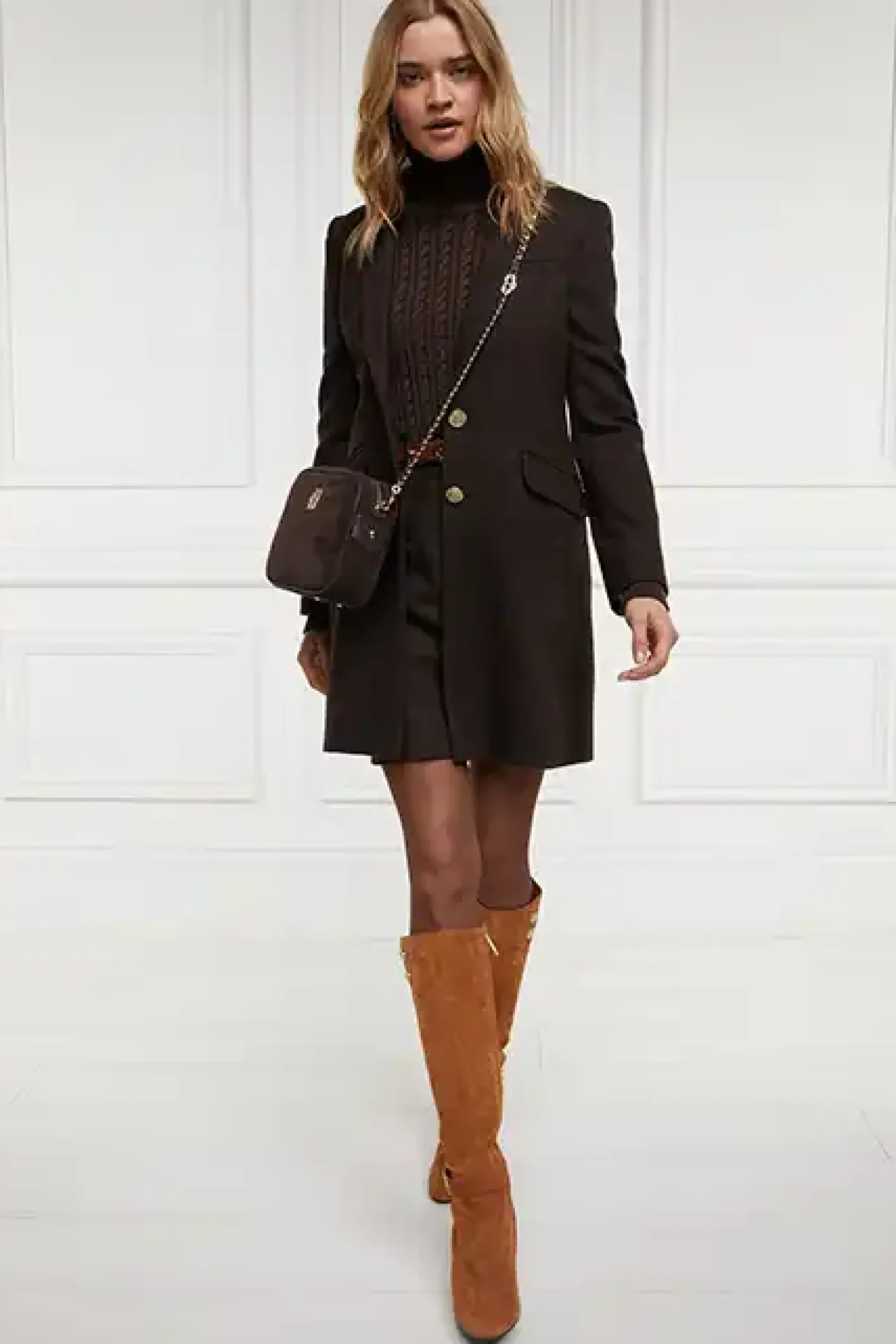 Holland Cooper Highgrove Coat Chocolate Herringbone Online