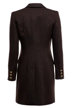 Holland Cooper Highgrove Coat Chocolate Herringbone Online