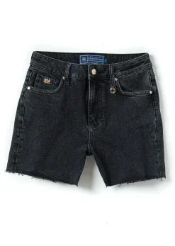 Holland Cooper High Rise Denim Short Washed Black Outlet