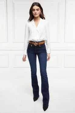 Holland Cooper High Rise Flared Jean Deep Indigo New