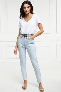 Holland Cooper High Rise Slim Jean Light Stone Wash Outlet