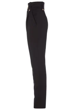 Holland Cooper High Waisted Peg Trouser Black Barathea Sale