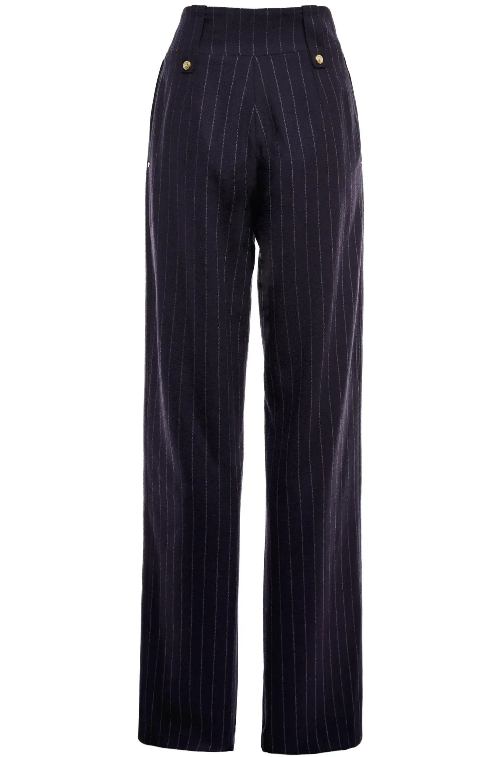Holland Cooper High Waisted Straight Trouser Navy Chalk Pin Stripe Best