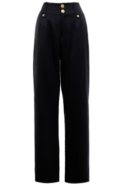 Holland Cooper High Waisted Straight Trouser Black Barathea Online
