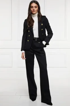 Holland Cooper High Waisted Straight Trouser Black Barathea Online