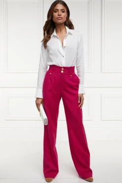 Holland Cooper High Waisted Straight Trouser Hot Pink Barathea Outlet