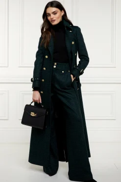 Holland Cooper High Waisted Straight Trouser Emerald Houndstooth Clearance