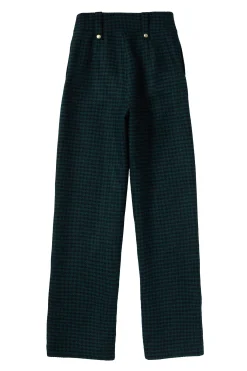 Holland Cooper High Waisted Straight Trouser Emerald Houndstooth Clearance