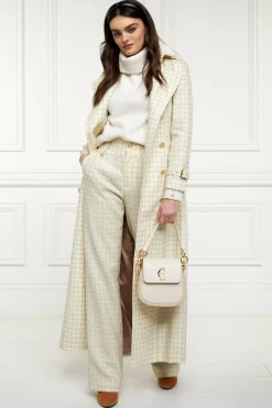 Holland Cooper High Waisted Straight Trouser Ivory Sparkle Tweed Discount