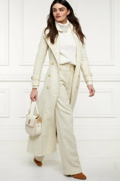 Holland Cooper High Waisted Straight Trouser Ivory Sparkle Tweed Discount