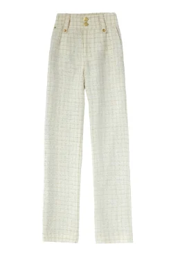 Holland Cooper High Waisted Straight Trouser Ivory Sparkle Tweed Discount