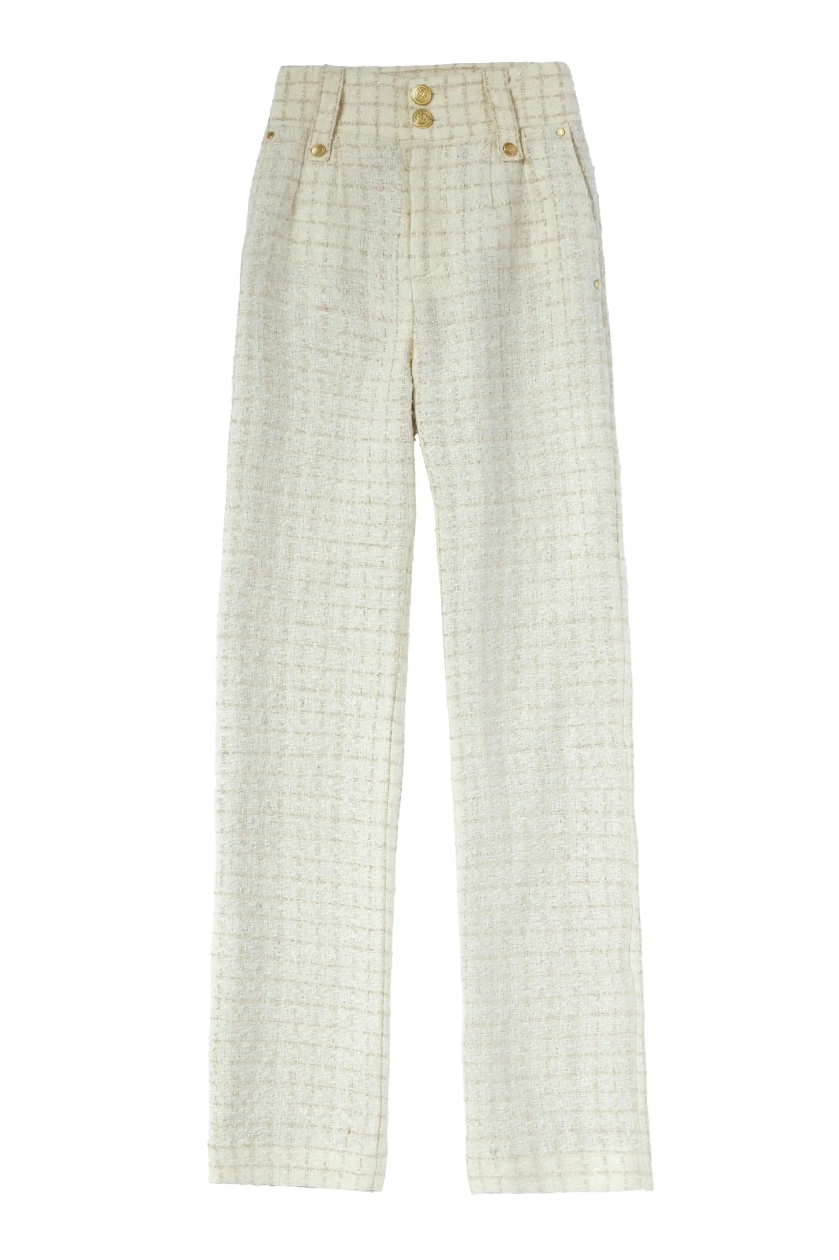 Holland Cooper High Waisted Straight Trouser Ivory Sparkle Tweed Discount