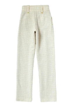 Holland Cooper High Waisted Straight Trouser Ivory Sparkle Tweed Discount