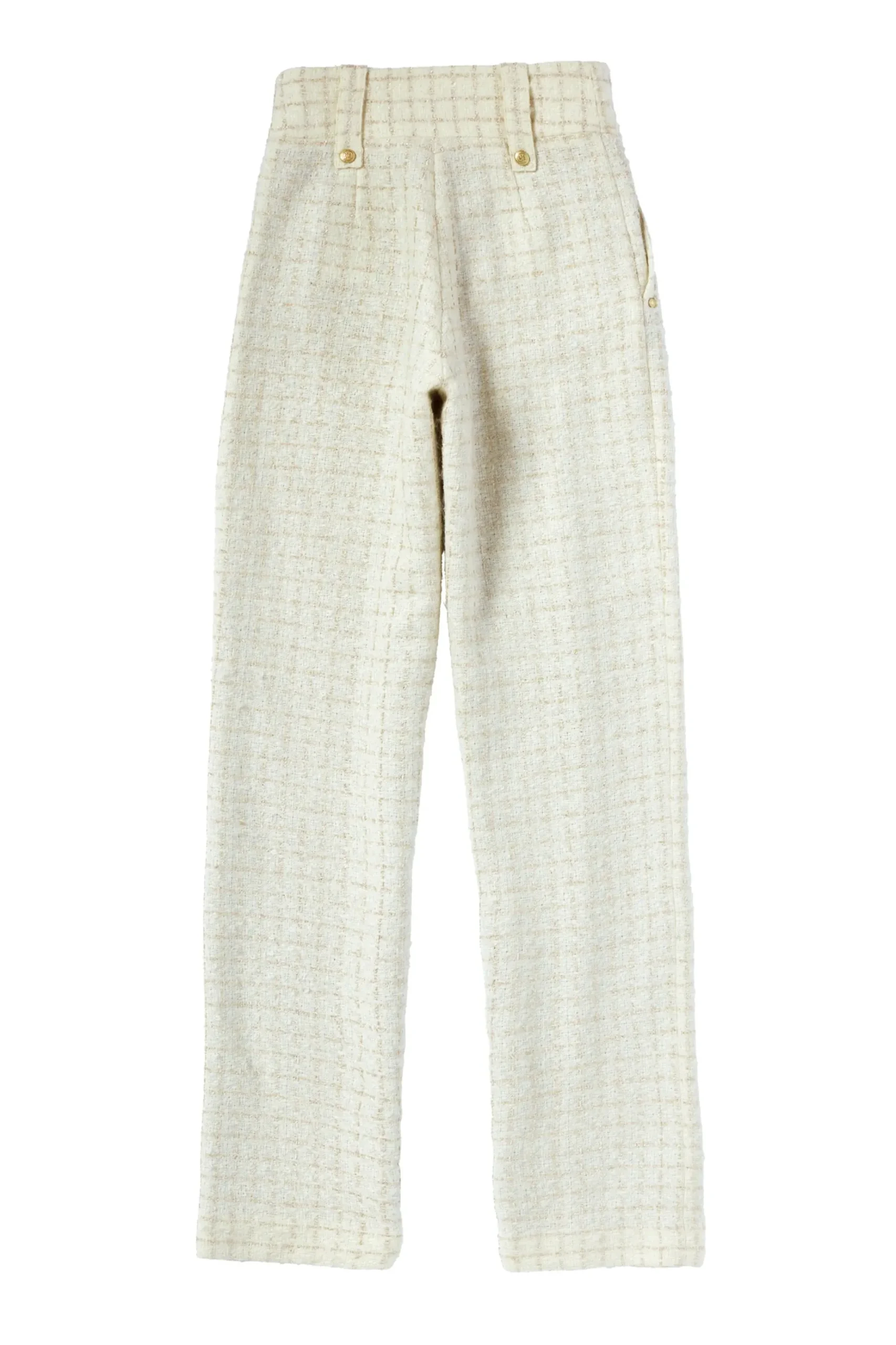 Holland Cooper High Waisted Straight Trouser Ivory Sparkle Tweed Discount