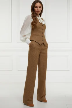 Holland Cooper High Waisted Straight Trouser Tawny Clearance