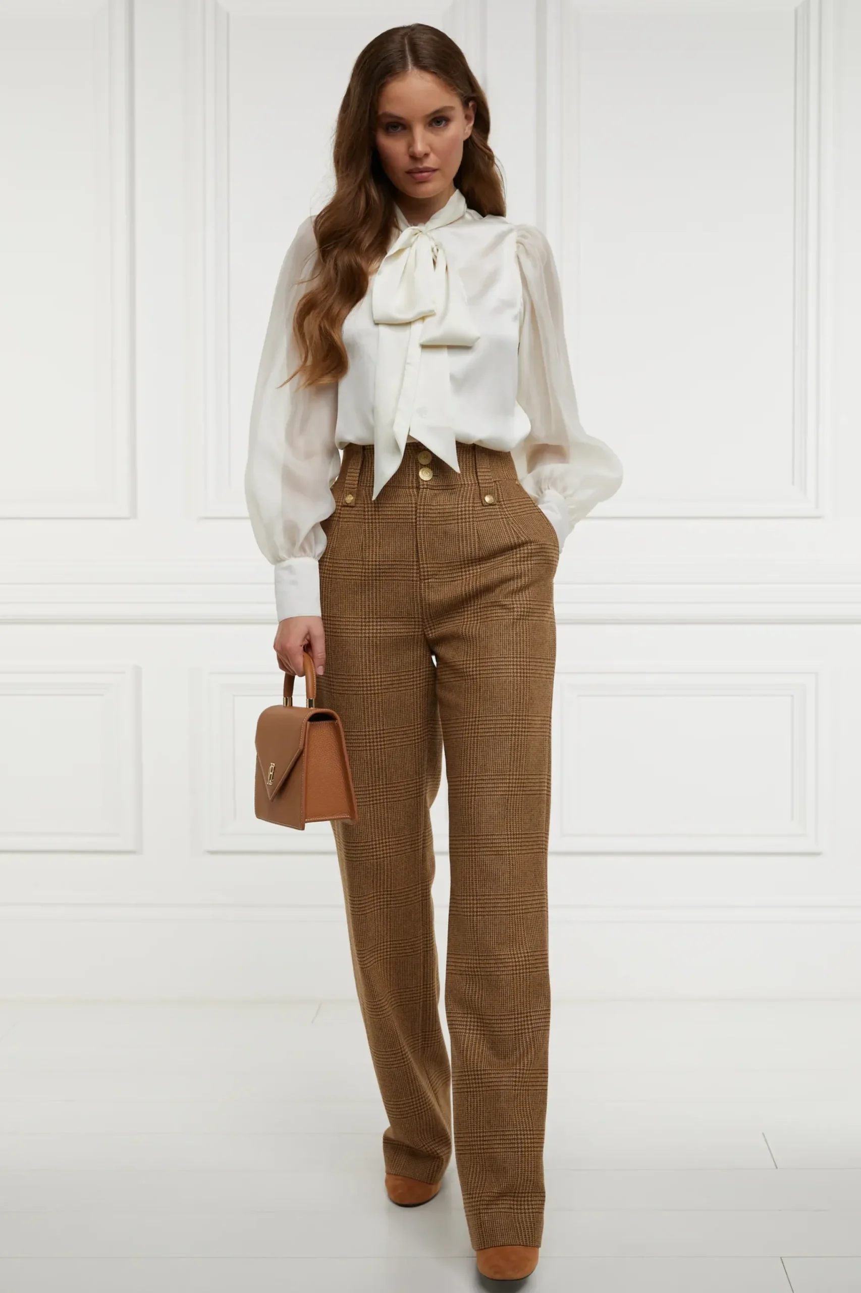 Holland Cooper High Waisted Straight Trouser Tawny Clearance