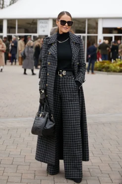 Holland Cooper High Waisted Straight Trouser Large Scale Charcoal Houndstooth Sale
