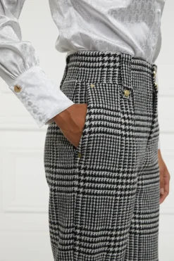 Holland Cooper High Waisted Straight Trouser Large Scale Prince of Wales Mono Discount