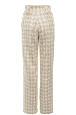 Holland Cooper High Waisted Straight Trouser Camel Houndstooth Discount