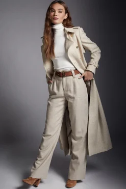 Holland Cooper High Waisted Straight Trouser Oatmeal