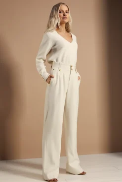 Holland Cooper High Waisted Straight Trouser Ivory New