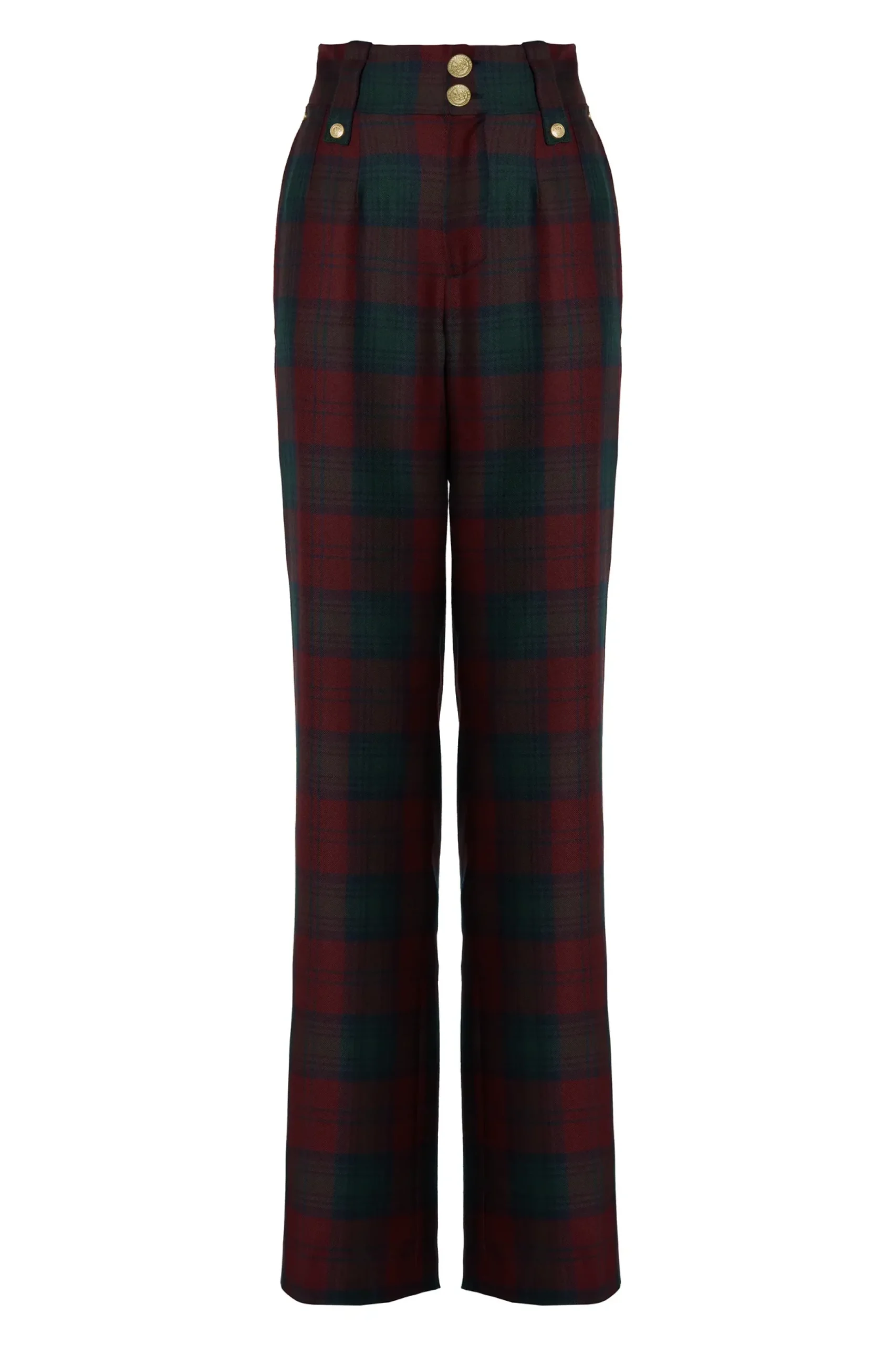 Holland Cooper High Waisted Straight Trouser Mulberry Tartan Discount
