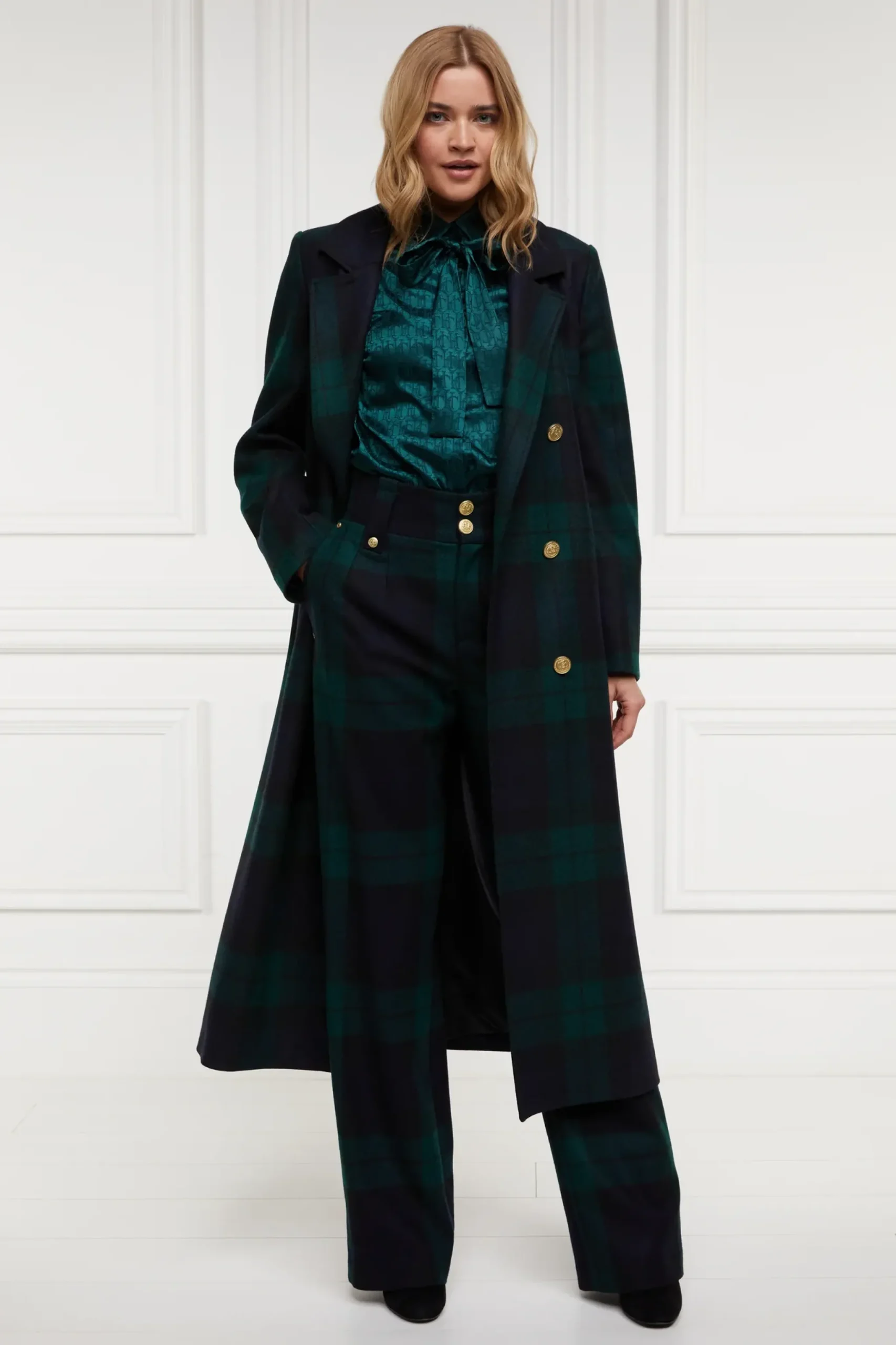 Holland Cooper High Waisted Straight Trouser Blackwatch Discount