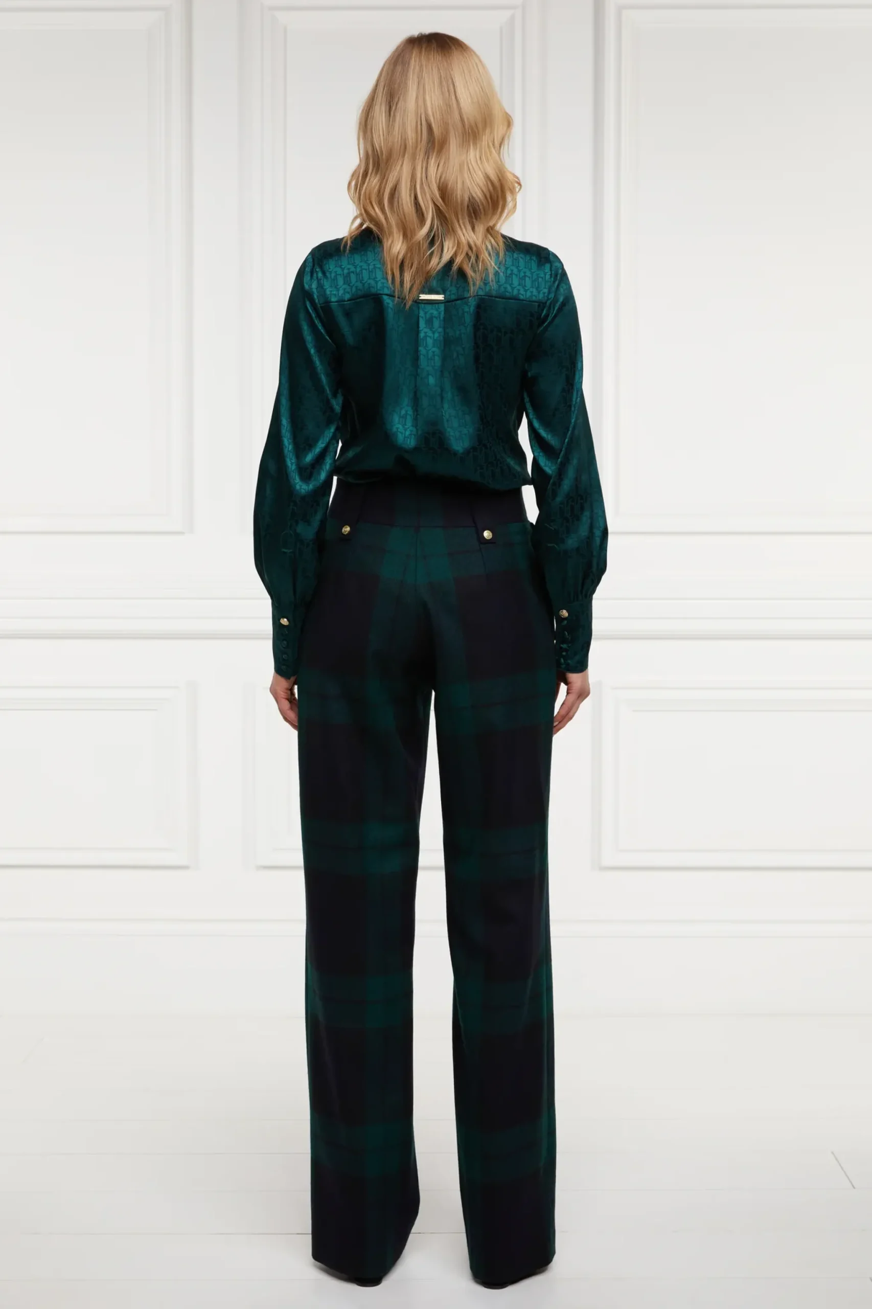 Holland Cooper High Waisted Straight Trouser Blackwatch Discount