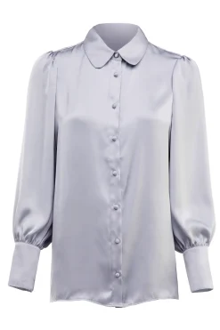Holland Cooper Isla Satin Shirt Silver Grey
