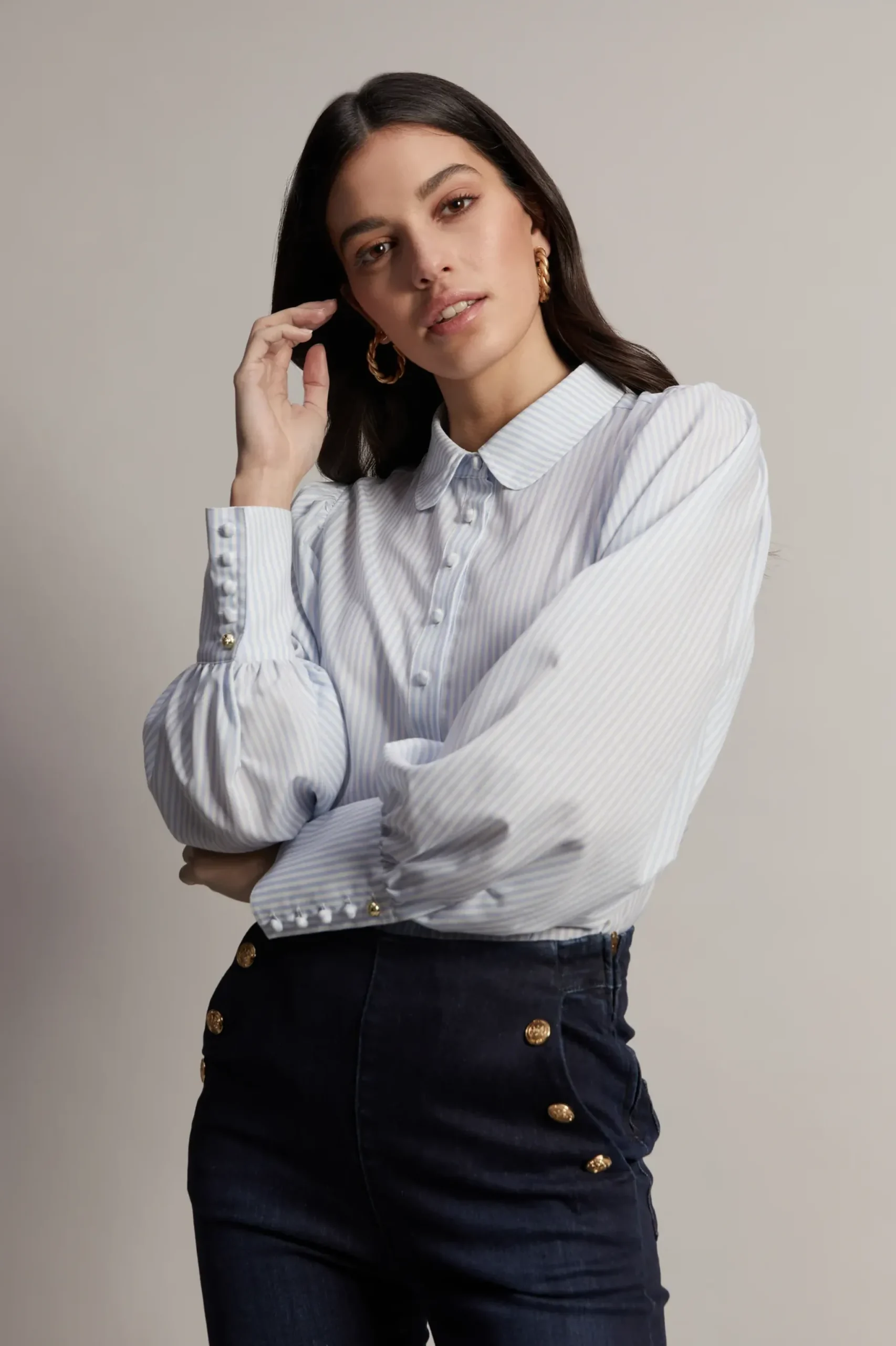 Holland Cooper Isla Shirt Sky Stripe