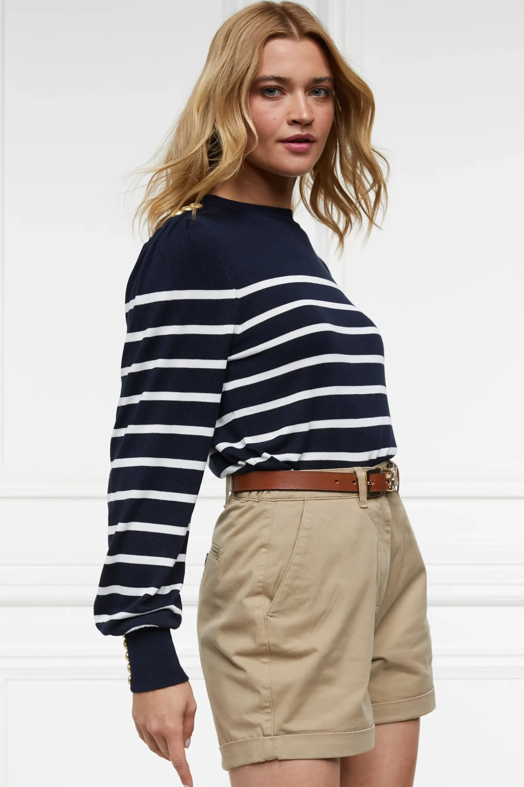 Holland Cooper Kelsie Crew Neck Knit Ink Navy Stripe Online