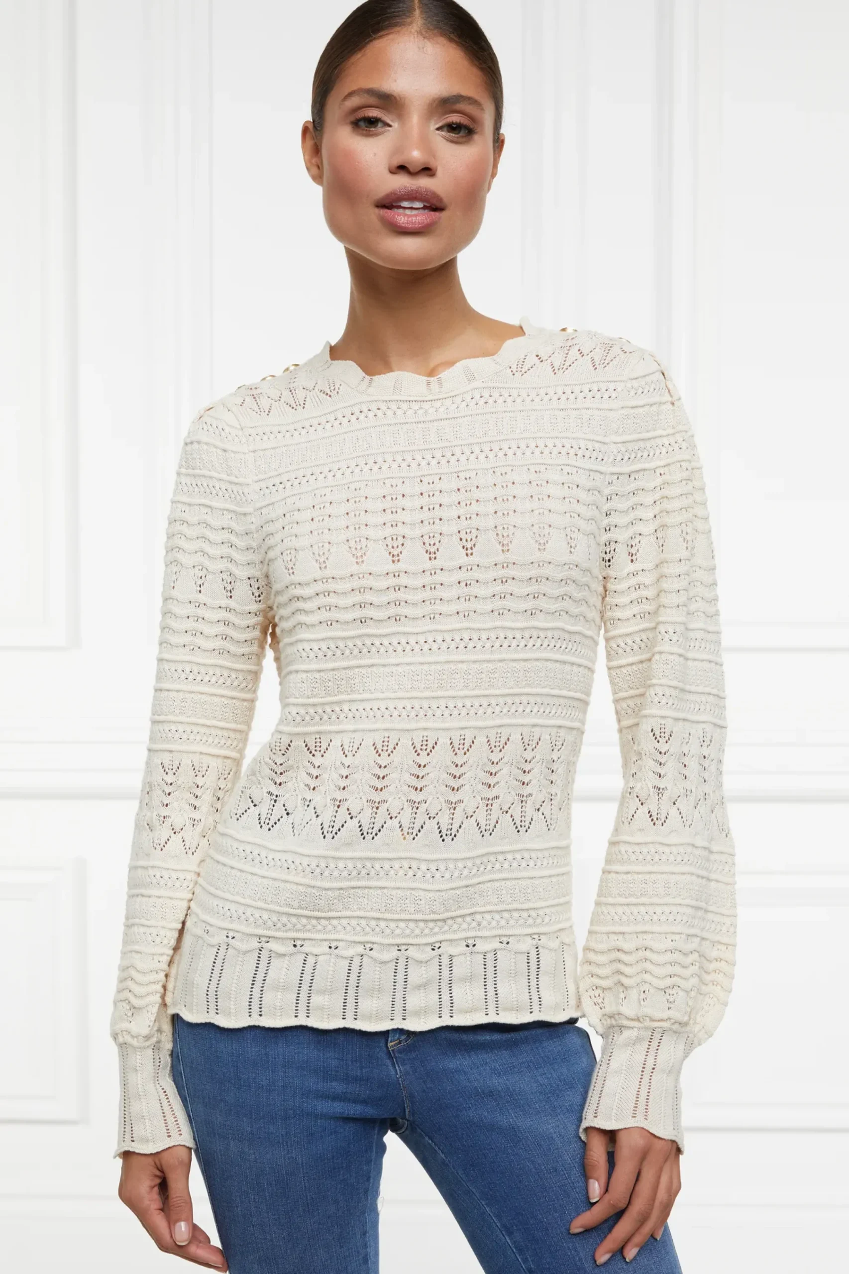 Holland Cooper Kelsie Pointelle Knit Almond Sale